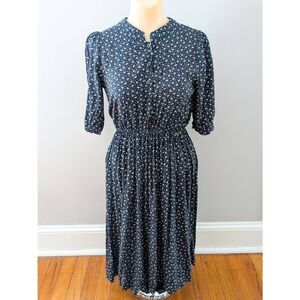 Behind Talk Navy Floral Prairie Midi Dress